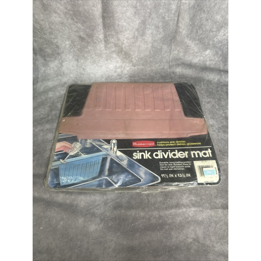 VTG 1987 Rubbermaid Twin Sink Divider Mat 11.5" x 13.75" USA No 1297 MAUVE NOS‎